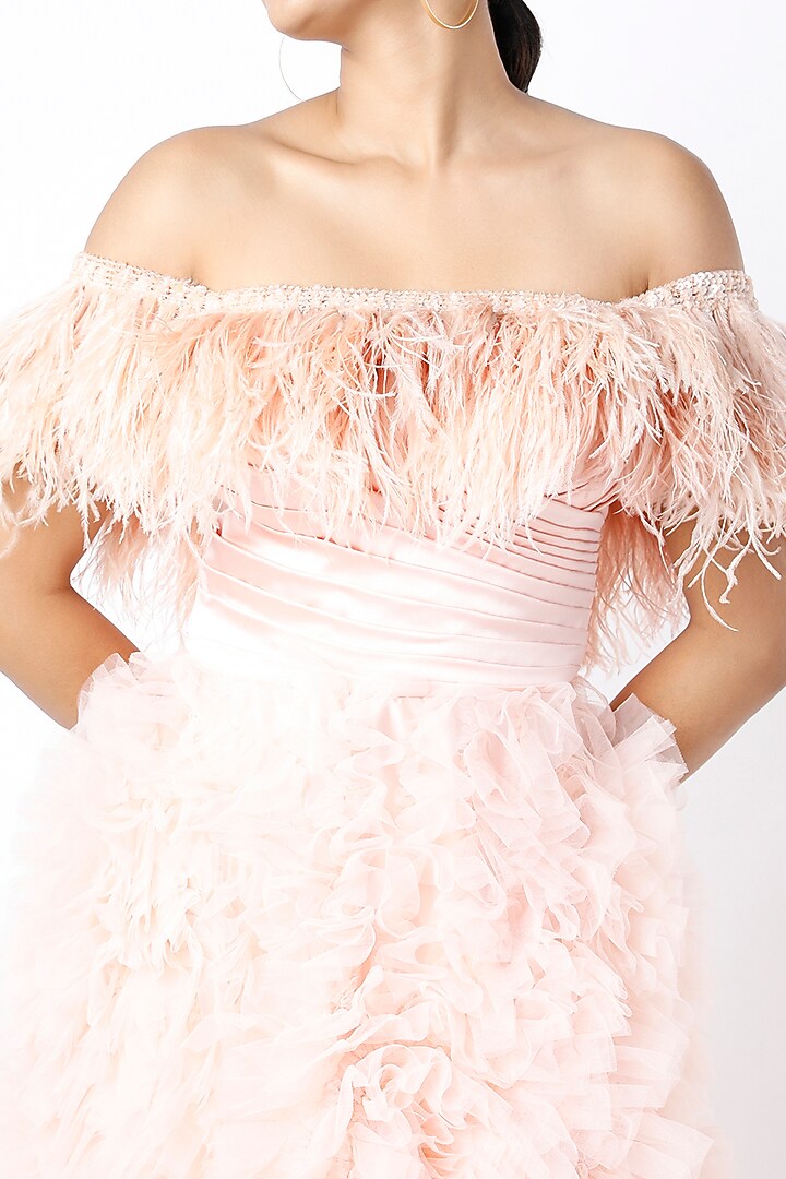 Nude Peach Hand Embroidered Bridal Gown by Bennu Sehgal at Pernia's Pop Up Shop