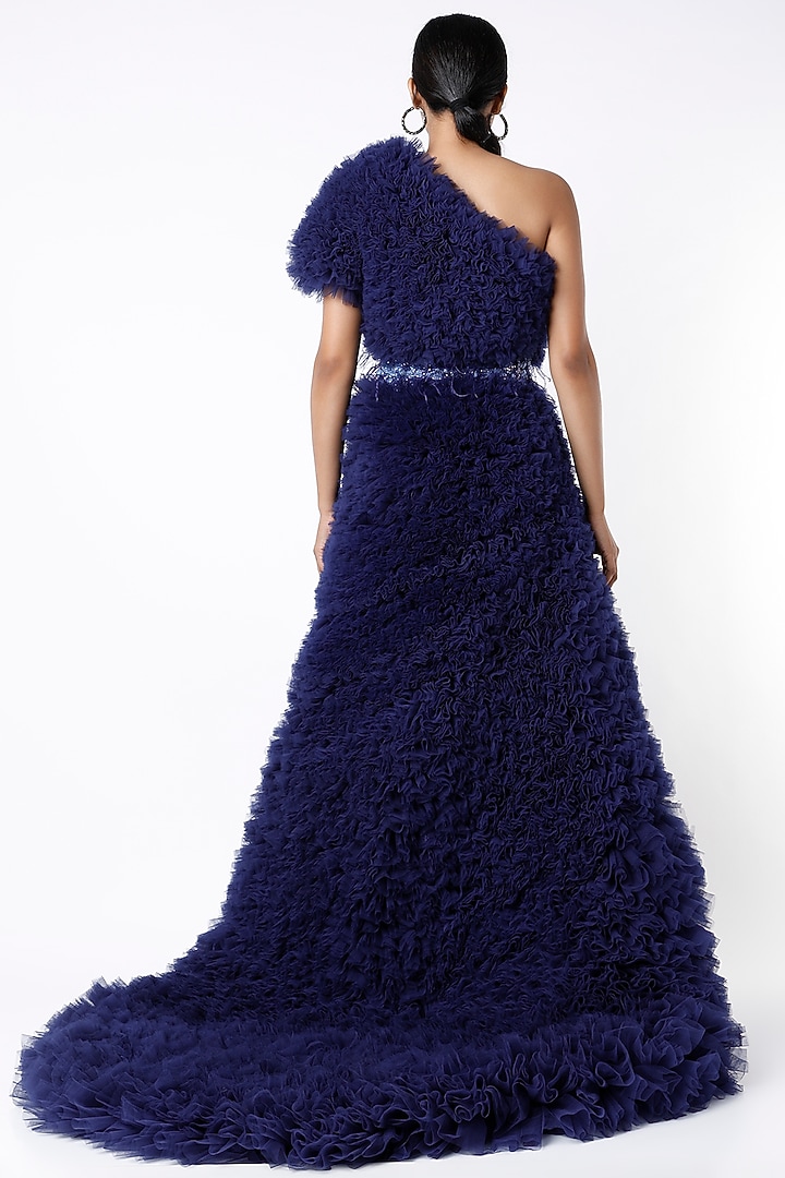 Ink Blue Embellished Wedding Gown by Bennu Sehgal at Pernia's Pop Up Shop