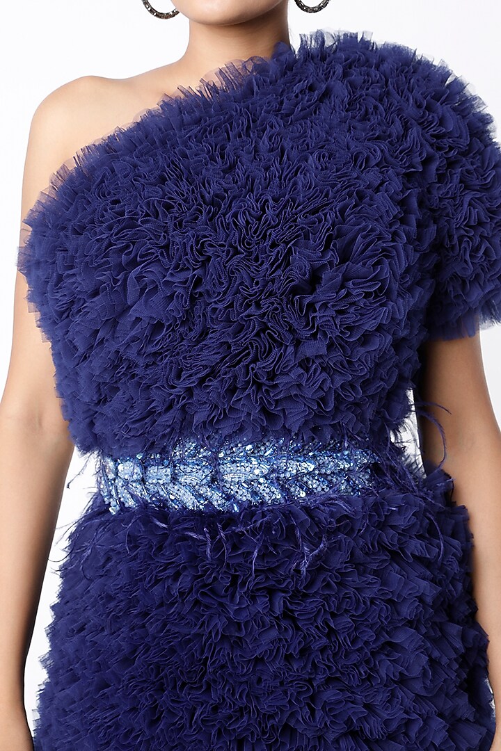 Ink Blue Embellished Wedding Gown by Bennu Sehgal at Pernia's Pop Up Shop