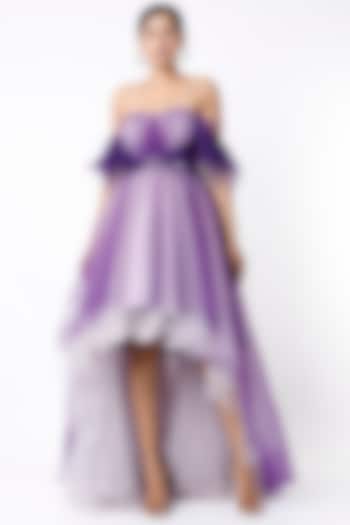 Purple Asymmetrical Gown by Bennu Sehgal