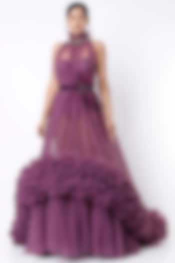 Wine Embellished Gown by Bennu Sehgal