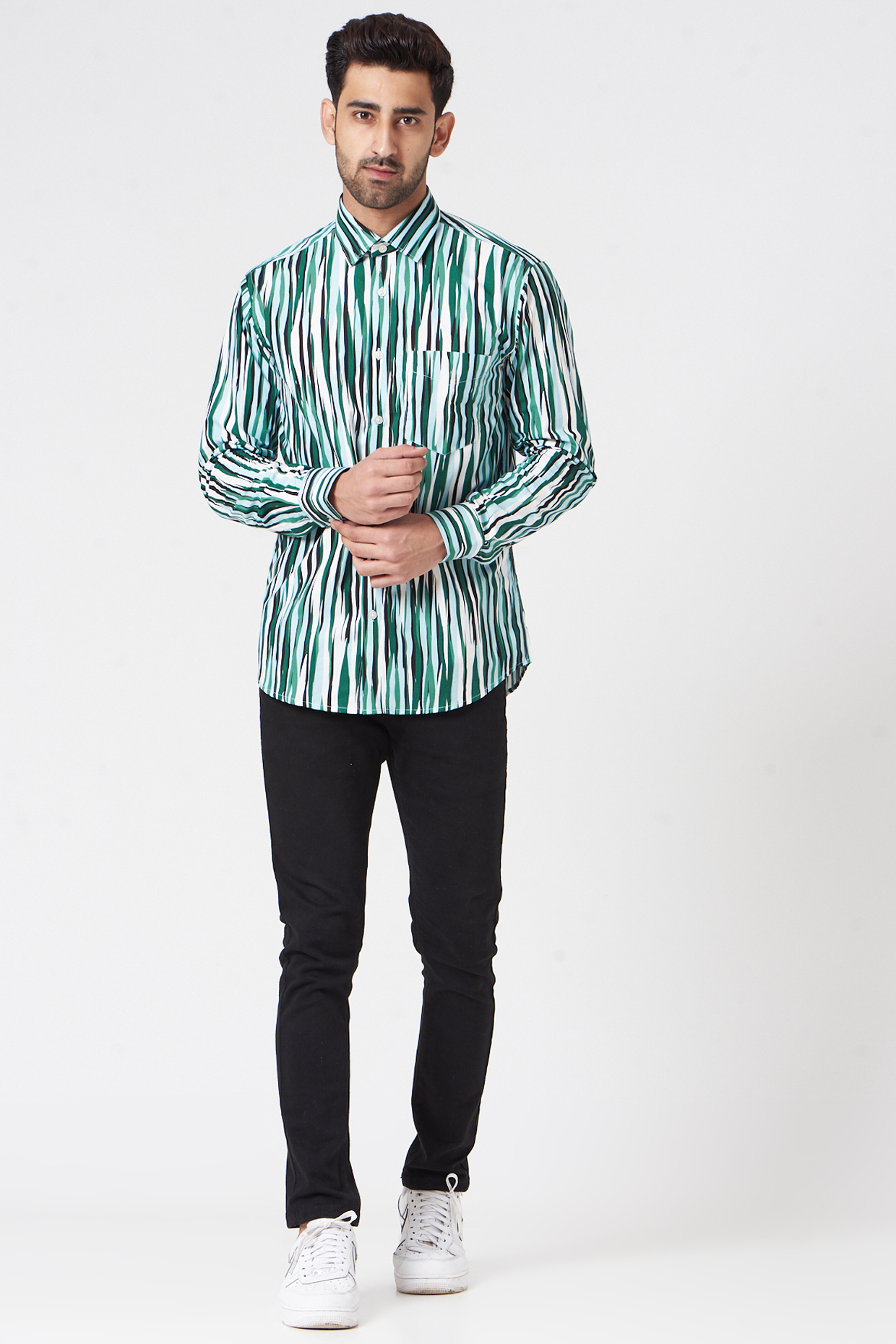 White & Blue Striped Summer party Shirt by Berribon at Pernia's Pop Up Shop