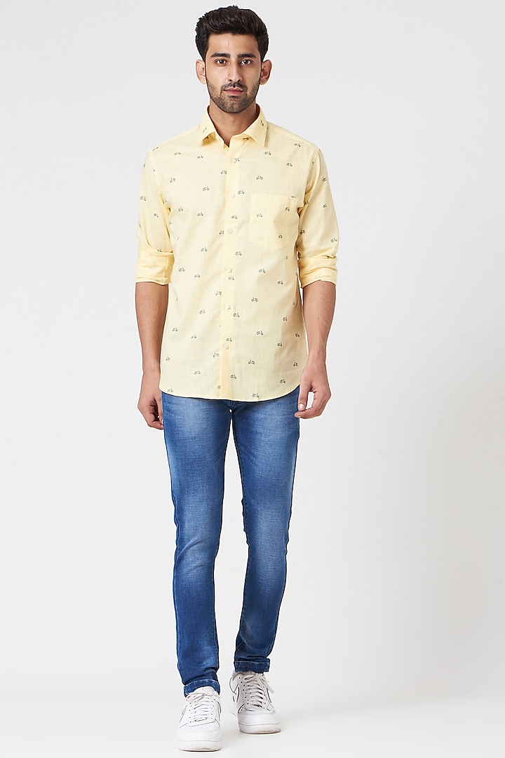 Lime Yellow Cotton Shirt by Berribon