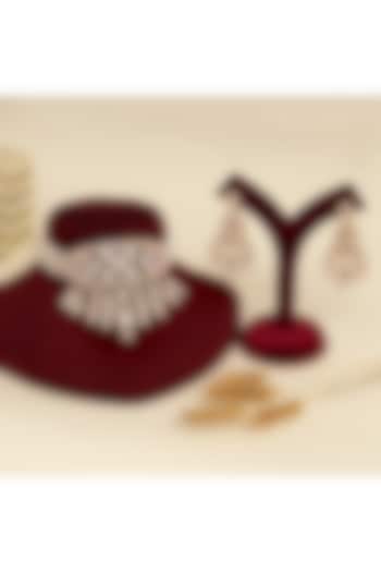 Gold Plated Kundan Polki & Ruby Stone Choker Necklace Set by Beryachi at Pernia's Pop Up Shop