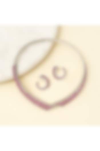 Silver Finish Zircon & Ruby Stone Hasli Necklace Set by Beryachi at Pernia's Pop Up Shop