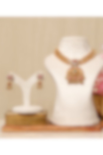 Gold Plated Kundan Polki & Multi-Colored Stone Necklace Set by Beryachi at Pernia's Pop Up Shop
