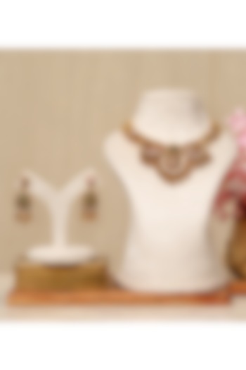 Gold Plated Kundan Polki & Multi-Colored Stone Necklace Set by Beryachi at Pernia's Pop Up Shop