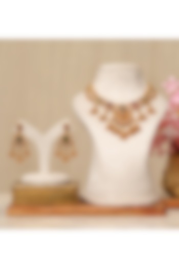 Gold Plated Kundan Polki & Multi-Colored Stone Necklace Set by Beryachi at Pernia's Pop Up Shop