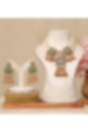 Gold Plated Kundan Polki & Multi-Colored Stone Necklace Set by Beryachi at Pernia's Pop Up Shop