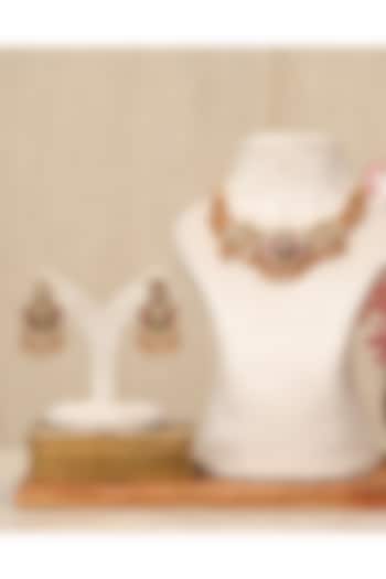 Gold Plated Kundan Polki & Multi-Colored Stone Necklace Set by Beryachi at Pernia's Pop Up Shop