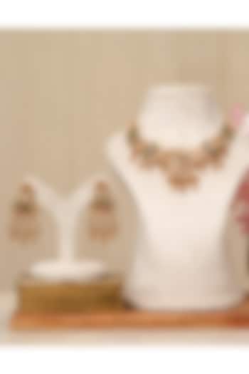 Gold Plated Kundan Polki & Multi-Colored Stone Necklace Set by Beryachi at Pernia's Pop Up Shop