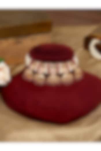 Gold Finish Kundan Polki & Pearl Choker Necklace Set by Beryachi at Pernia's Pop Up Shop