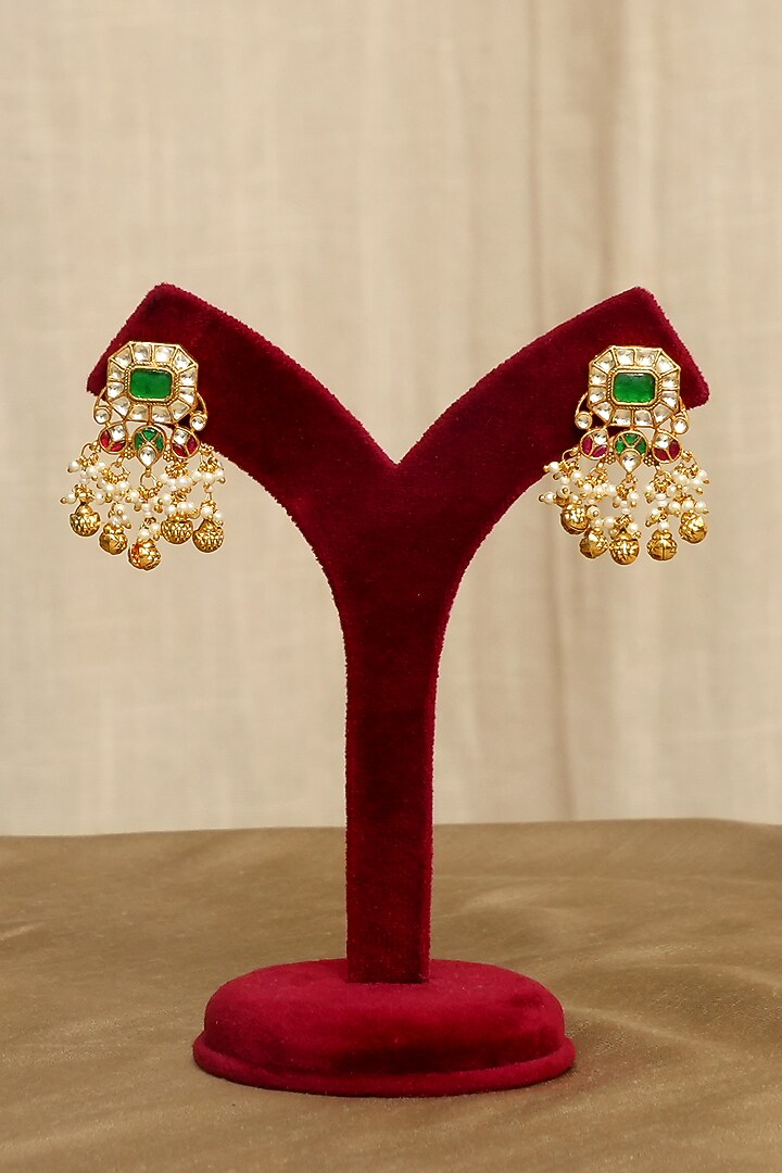 Gold Plated Pachi Kundan Polki Choker Necklace Set by Beryachi at Pernia's Pop Up Shop