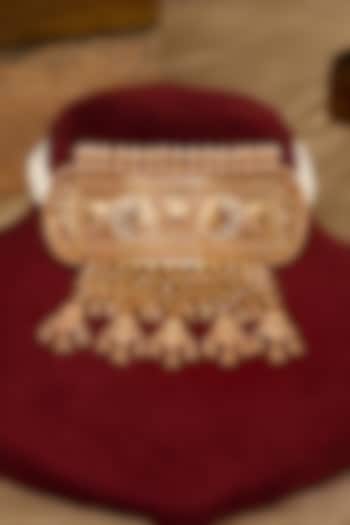 Gold Finish Kundan Polki Choker Necklace Set by Beryachi at Pernia's Pop Up Shop
