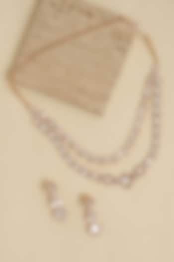 Gold Finish Kundan Polki Layered Necklace Set by Beryachi at Pernia's Pop Up Shop