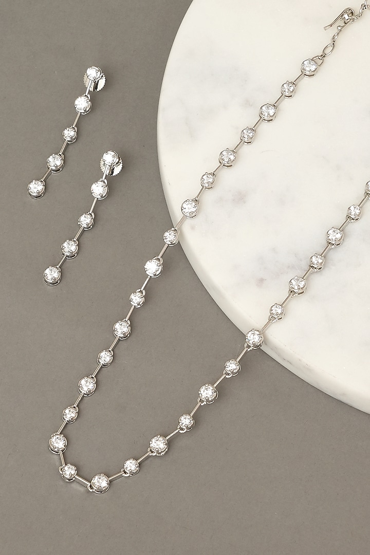 White Finish Zircon Necklace Set by Beryachi at Pernia's Pop Up Shop