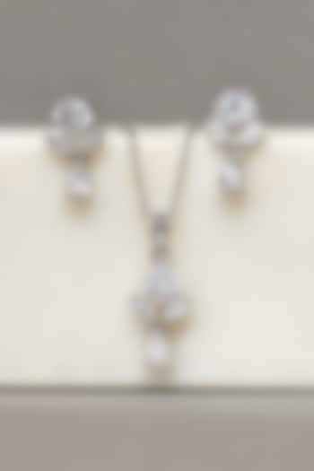 White Finish Zircon Pendant Necklace Set by Beryachi at Pernia's Pop Up Shop
