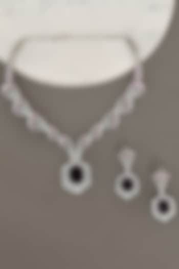 White Finish Zircon & Lavender Stone Necklace Set by Beryachi at Pernia's Pop Up Shop