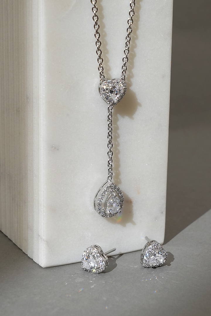 White Finish Zircon Necklace Set by Beryachi at Pernia's Pop Up Shop