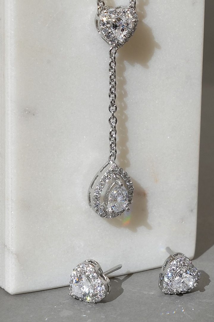 White Finish Zircon Necklace Set by Beryachi at Pernia's Pop Up Shop