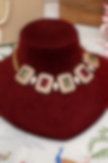 Gold Plated Kundan Polki & Multi-Colored Stone Necklace Set by Beryachi at Pernia's Pop Up Shop