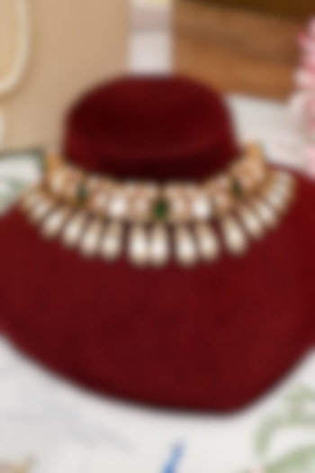 Gold Plated Kundan Polki Necklace Set by Beryachi at Pernia's Pop Up Shop
