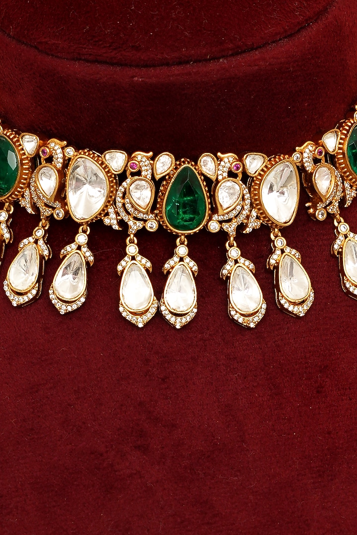 Gold Plated Kundan Polki Necklace Set by Beryachi at Pernia's Pop Up Shop
