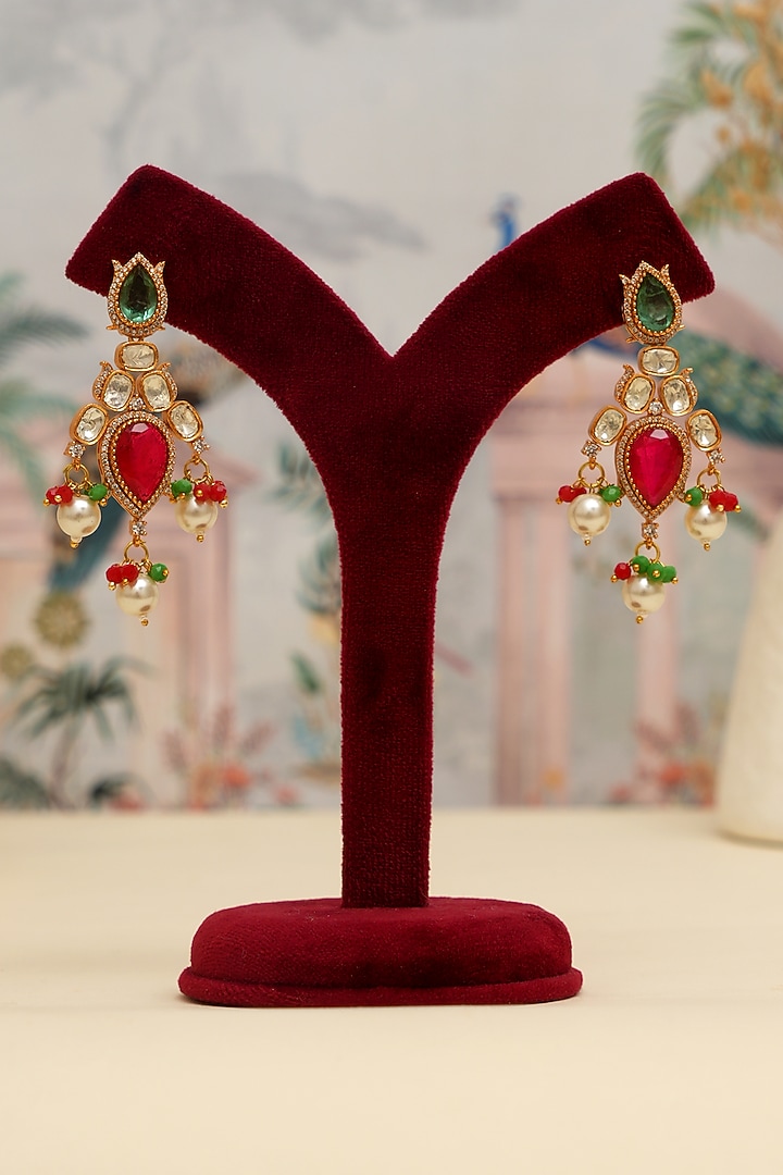 Gold Plated Multi-Colored Kundan Polki Necklace Set by Beryachi at Pernia's Pop Up Shop