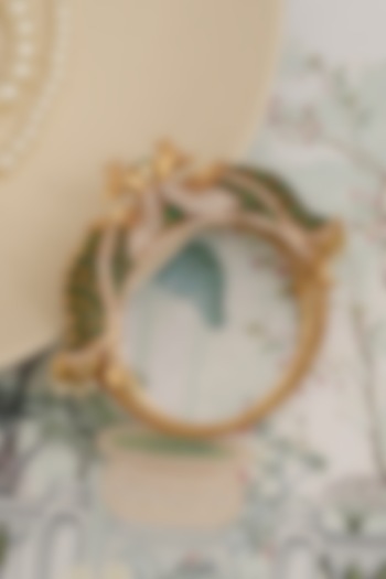 Antique Gold Finish Green Kundan Polki Peacock Openable Kada by Beryachi at Pernia's Pop Up Shop