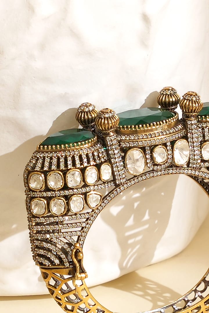 Gold Plated Kundan Polki Openable Kada by Beryachi at Pernia's Pop Up Shop