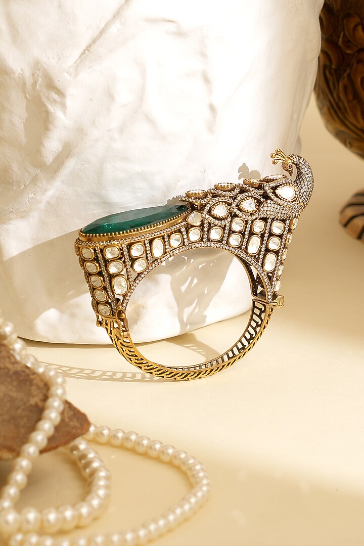 Gold Plated Kundan Polki Openable Kada by Beryachi at Pernia's Pop Up Shop