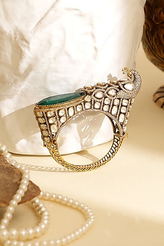 Gold Plated Kundan Polki Openable Kada by Beryachi