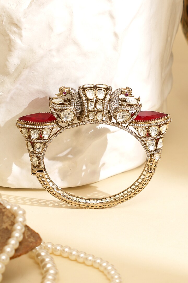 Gold Plated Kundan Polki Openable Kada by Beryachi at Pernia's Pop Up Shop