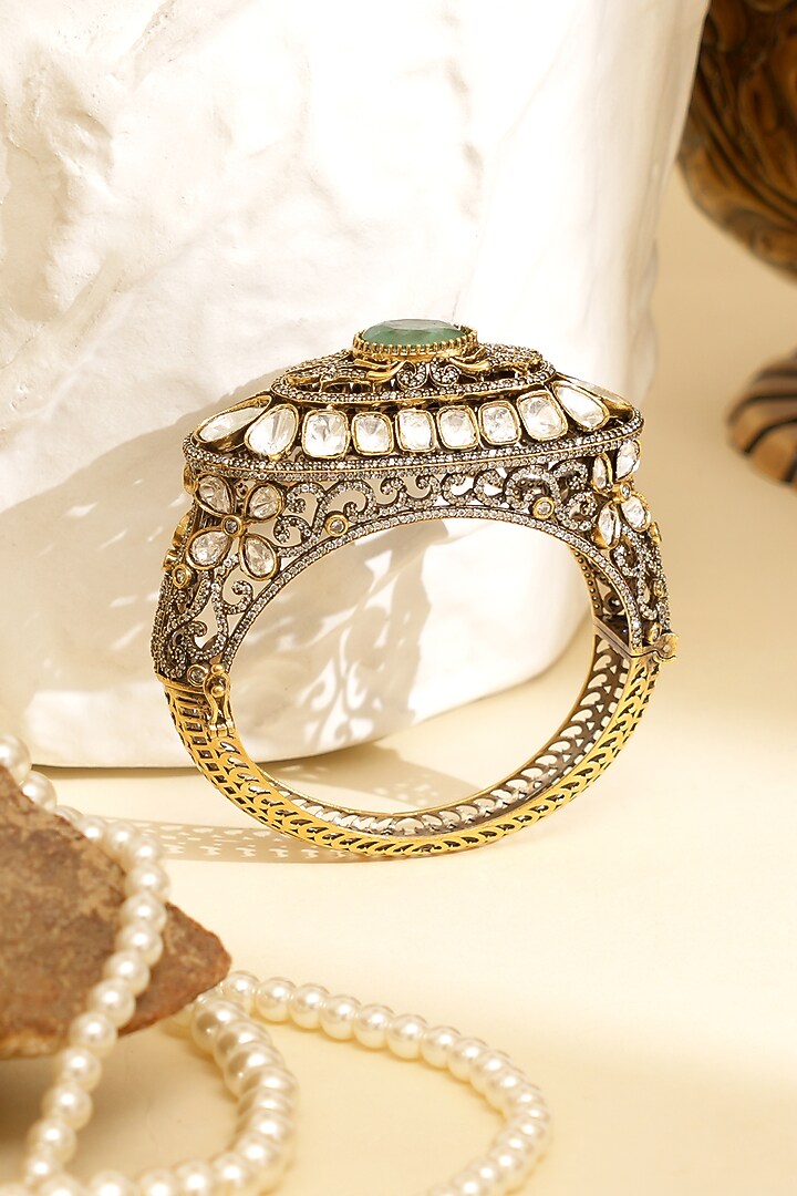 Gold Plated Kundan Polki Openable Kada by Beryachi at Pernia's Pop Up Shop