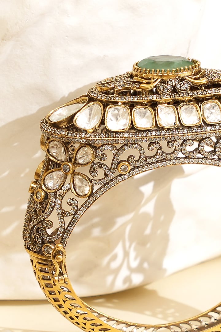 Gold Plated Kundan Polki Openable Kada by Beryachi at Pernia's Pop Up Shop