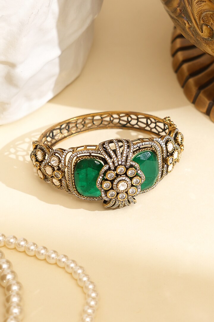 Gold Plated Kundan Polki Openable Kada by Beryachi at Pernia's Pop Up Shop