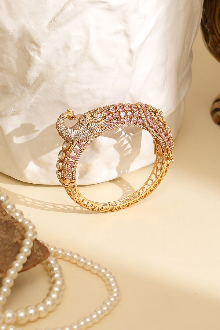 Gold Plated Kundan Polki Openable Kada by Beryachi at Pernia's Pop Up Shop