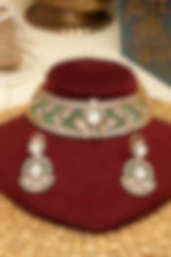 Gold Plated Kundan Polki & Pearl Necklace Set by Beryachi at Pernia's Pop Up Shop