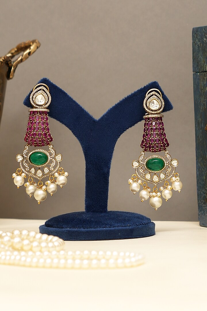 Gold Plated Kundan Polki & Multi-Colored Doublet Stone Necklace Set by Beryachi at Pernia's Pop Up Shop