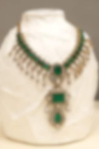 Gold Plated Kundan Polki & Doublet Stone Long Necklace Set by Beryachi at Pernia's Pop Up Shop