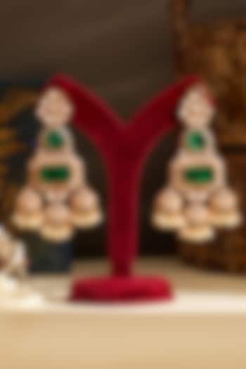 Gold Plated Kundan Polki & Emerald Dangler Earrings by Beryachi at Pernia's Pop Up Shop