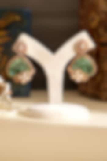 Gold Plated Kundan Polki & Mint Doublet Stone Dangler Earrings by Beryachi at Pernia's Pop Up Shop