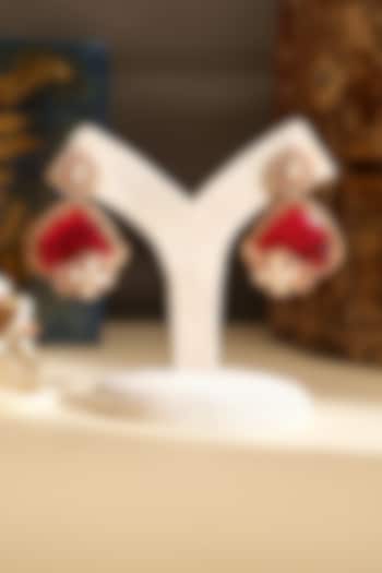 Gold Plated Kundan Polki & Ruby Doublet Stone Dangler Earrings by Beryachi at Pernia's Pop Up Shop