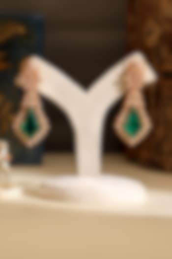 Gold Plated Kundan Polki & Emerald Stone Dangler Earrings by Beryachi at Pernia's Pop Up Shop