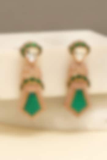 Gold Plated Kundan Polki & Mint Stone Dangler Earrings by Beryachi at Pernia's Pop Up Shop