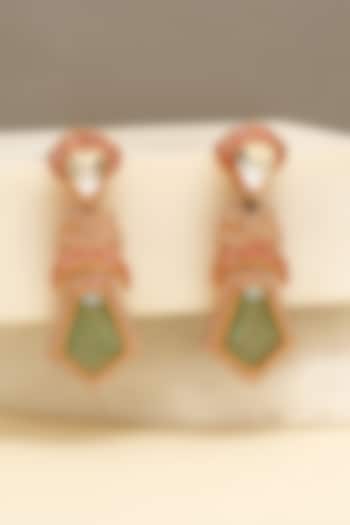 Gold Plated Kundan Polki & Mint Stone Dangler Earrings by Beryachi at Pernia's Pop Up Shop