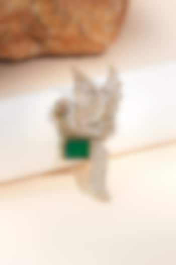 Gold Finish Diamond & Green Stone Sky Songbird Brooch by Beryachi at Pernia's Pop Up Shop