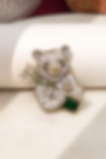 Gold Finish Diamond & Green Stone Jungle Eclat Brooch by Beryachi at Pernia's Pop Up Shop