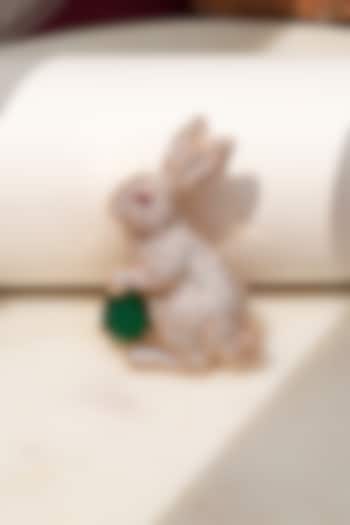 Gold Finish Diamond & Green Stone Bunny Bliss Brooch by Beryachi at Pernia's Pop Up Shop