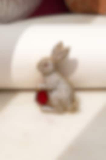 Gold Finish Diamond & Red Stone Bunny Bliss Brooch by Beryachi at Pernia's Pop Up Shop